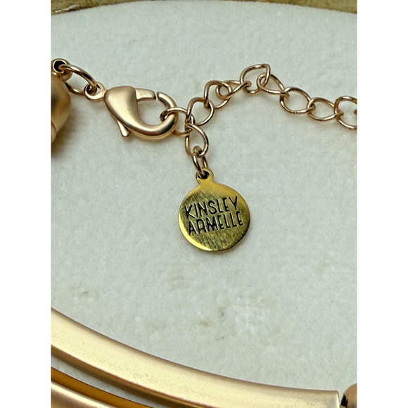 Kinsley Armelle 9" Two Toned Brushed Gold Silver Cord Bracelet Fits Bigger Wrist - Picture 2 of 3